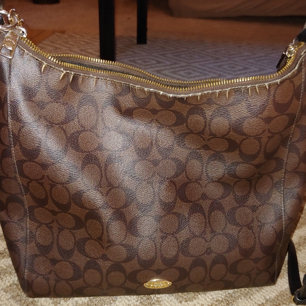 Coach Signature Brown Leather Hobo